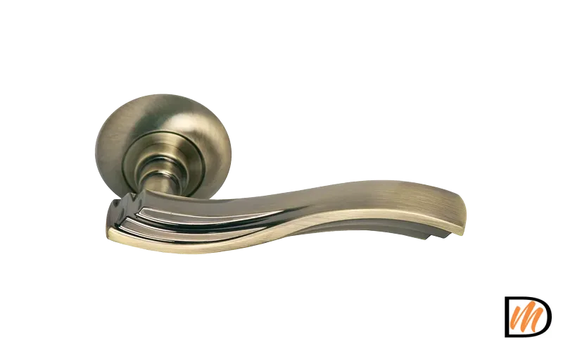 Ручка дверная МИРАЖ MH-14 MAB раздельная на круглой розетке цвет античная бронза, ЦАМ