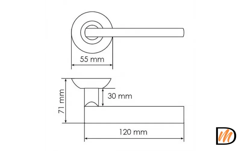 Ручка дверная BRIDGE MH-25 SC/CP раздельная на круглом основании, цвет мат.хром/хром, ЦАМ