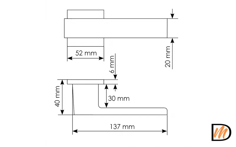 Ручка дверная LOT MH-56-S6 MSG раздельная на квадратной розетке 6 мм, цвет мат.сатин. золото, ЦАМ Light