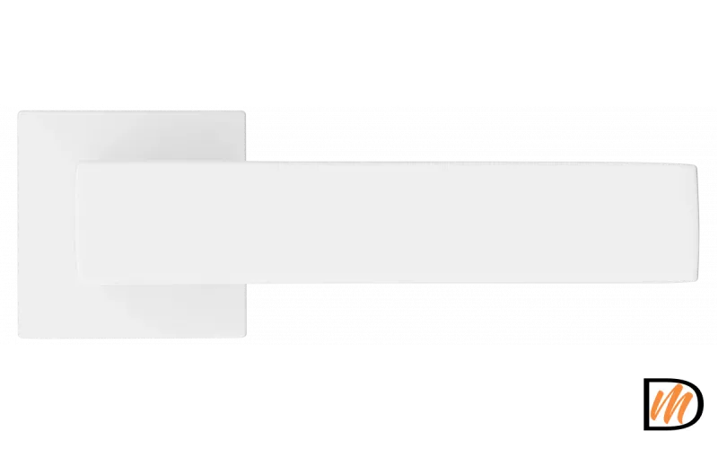 Ручка дверная MIRA  MH-54-S6 W раздельная на квадратной розетке, цвет белый, ЦАМ Light