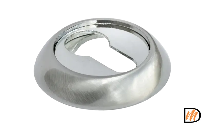 Накладка на замок MH-KH SN/CP круглая под евроцилиндр, цвет белый никель/хром