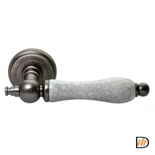 Ручка дверная MART MH-42-CLASSIC OMS/GR раздельная на круглой розетке, цвет старое матовое серебро/серый, ЦАМ