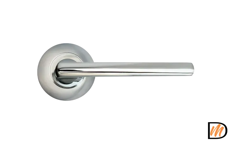 Ручка дверная BRIDGE MH-25 SC/CP раздельная на круглом основании, цвет мат.хром/хром, ЦАМ