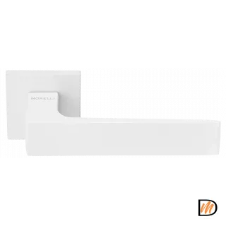 Ручка дверная MIRA  MH-54-S6 W раздельная на квадратной розетке, цвет белый, ЦАМ Light