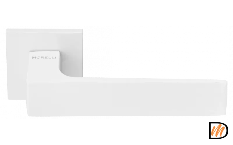 Ручка дверная MIRA  MH-54-S6 W раздельная на квадратной розетке, цвет белый, ЦАМ Light