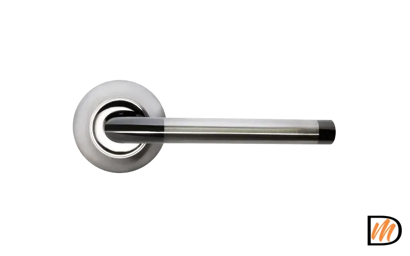 Ручка дверная КОЛОННА MH-03 SN/BN раздельная на круглом основании, цвет бел. никель/черн. никель, ЦАМ