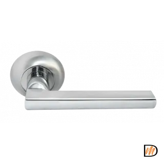 Ручка дверная BRIDGE MH-25 SC/CP раздельная на круглом основании, цвет мат.хром/хром, ЦАМ