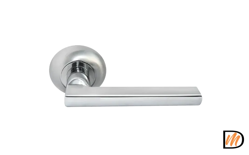 Ручка дверная BRIDGE MH-25 SC/CP раздельная на круглом основании, цвет мат.хром/хром, ЦАМ