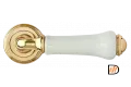 Ручка дверная UMBERTO MH-41-CLASSIC PG/W раздельная на круглой розетке, цвет золото/белый, ЦАМ