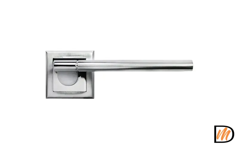 Ручка дверная AGBAR MH-21 SC/CP-S раздельная на квадратной накладке, цвет матовый хром/хром, ЦАМ light
