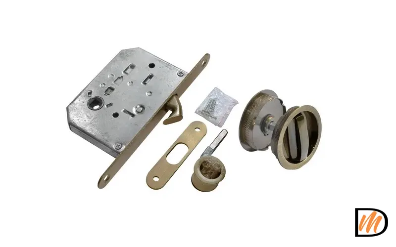 Комплект ручек для раздвижных дверей MHS-1 WC AB с замком, цвет бронза, ЦАМ