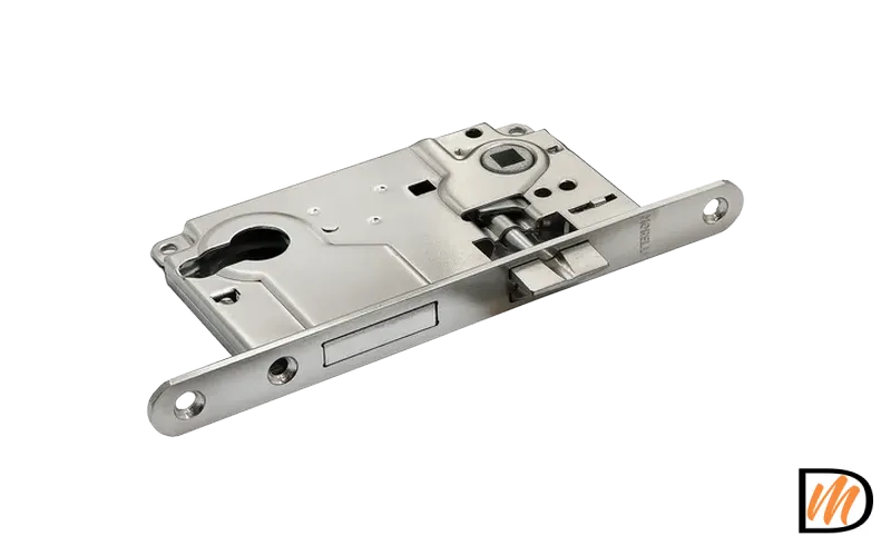 Замок межкомнатный врезной L1885 SN с ригелем под цилиндр, цвет никель