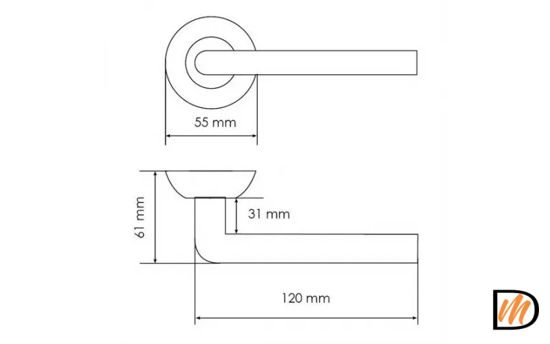 Ручка дверная КОЛОННА  MH-03 SG/GP раздельная на круглой розетке, цвет мат.золото/золото, ЦАМ