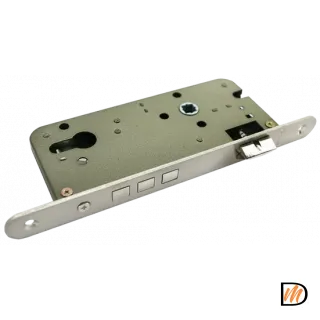 Замок межкомнатный OL03 SN под цилиндр с тремя ригелями, цвет никель матовый