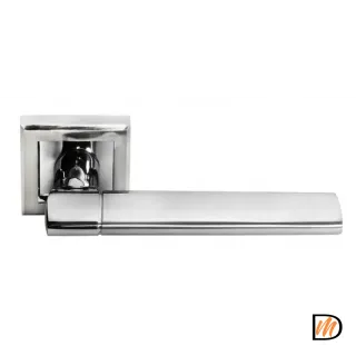 Ручка дверная AGBAR MH-21 SC/CP-S раздельная на квадратной накладке, цвет матовый хром/хром, ЦАМ light