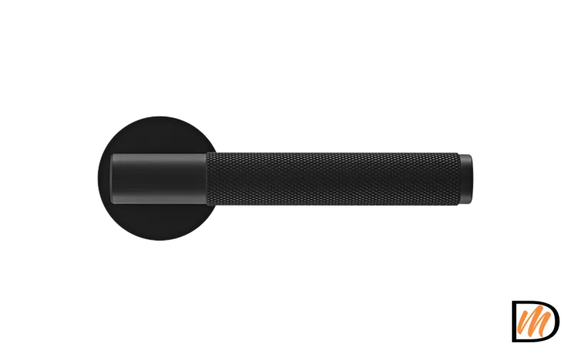 Ручка дверная AZRIELI MH-57-R6T BL раздельная на круглой розетке 6 мм, цвет чёрный, ЦАМ Light