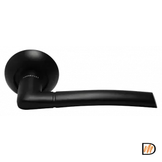 Ручка дверная ПИЗА MH-06 BL на круглой розетке, цвет черный, ЦАМ Light
