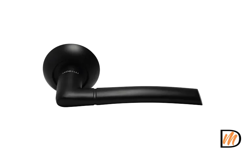 Ручка дверная ПИЗА MH-06 BL на круглой розетке, цвет черный, ЦАМ Light