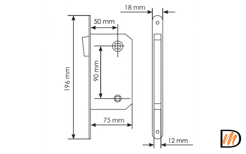 Защелка магнитная сантехническая, MM 2090 AB, цвет - бронза