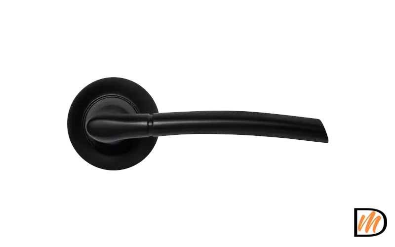 Ручка дверная ПИЗА MH-06 BL на круглой розетке, цвет черный, ЦАМ Light