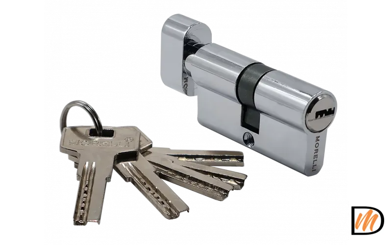 Ключевой цилиндр высокой секретности HS 60CK PC с заверткой (60мм), цвет - хром