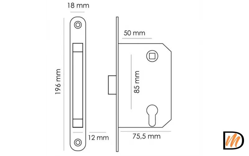 Замок межкомнатный 1885P-U IB бесшумный под цилиндр, цвет итальянская бронза