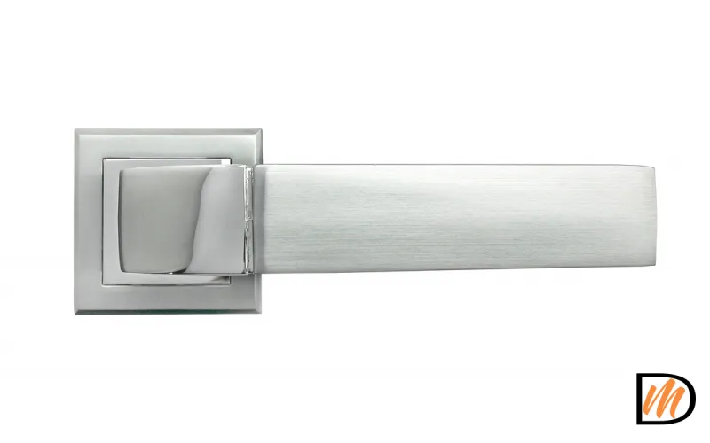 Ручка дверная W MH-27 SC/CP-S раздельная на квадратном основании, цвет матовый хром/хром, ЦАМ