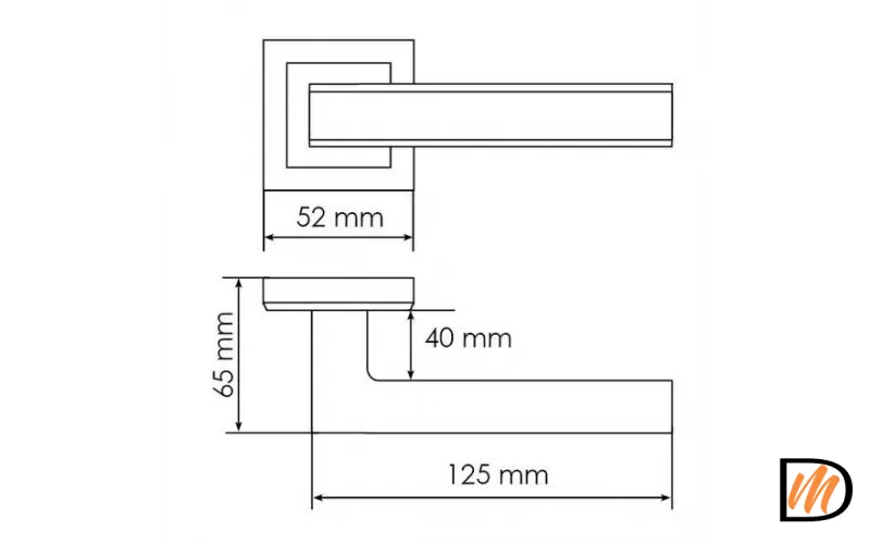 Ручка дверная DOMINION MH-40 SC/CP-S раздельная на квадратной розетке, цвет мат.хром/хром, ЦАМ Light