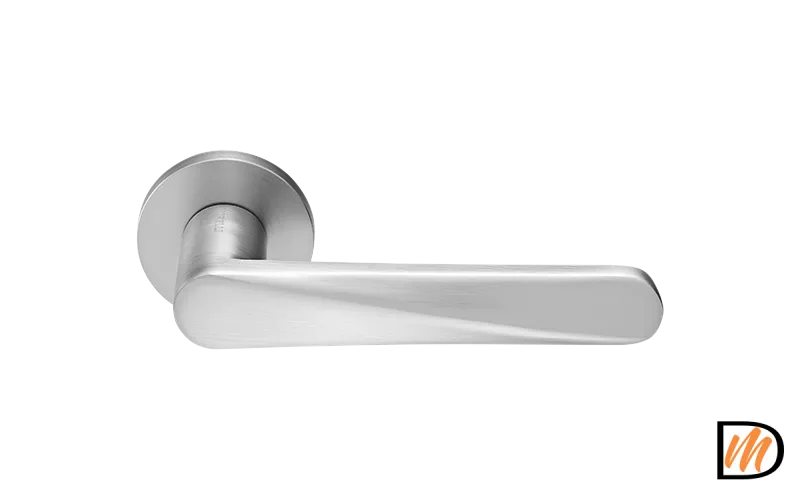 Ручка дверная CAYAN MH-58-R6 MSC раздельная на круглой розетке 6 мм, цвет-мат. сатин.хром, ЦАМ Light