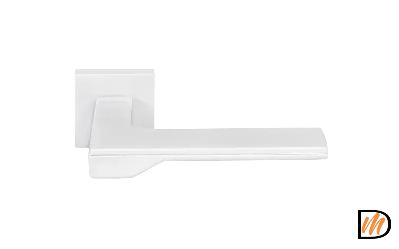 Ручка дверная PIERRES MH-49-S6 W раздельная на квадратной розетке, цвет белый, ЦАМ Light