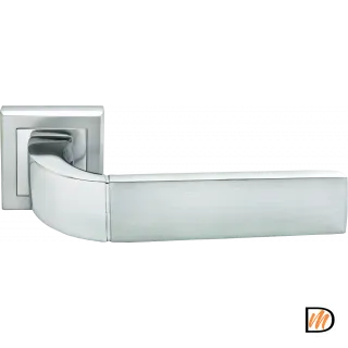 Ручка дверная W MH-27 SC/CP-S раздельная на квадратном основании, цвет матовый хром/хром, ЦАМ