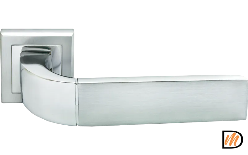 Ручка дверная W MH-27 SC/CP-S раздельная на квадратном основании, цвет матовый хром/хром, ЦАМ