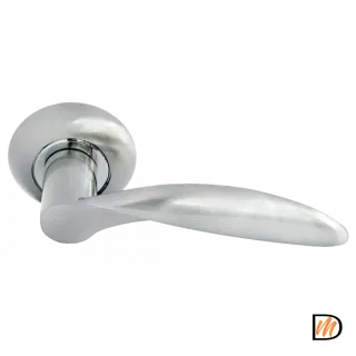 Ручка дверная ПОРТАЛ MH-07 SN раздельная на круглой розетке, цвет белый никель, ЦАМ