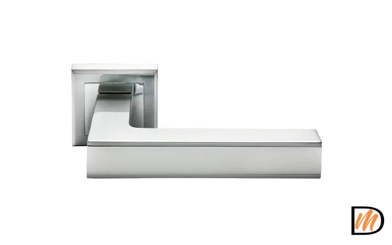 Ручка дверная DOMINION MH-40 SC/CP-S раздельная на квадратной розетке, цвет мат.хром/хром, ЦАМ Light