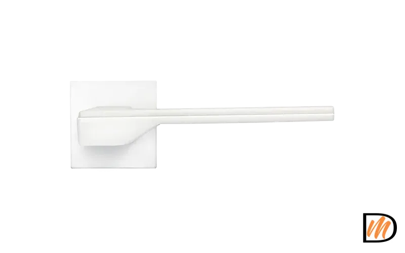 Ручка дверная PIERRES MH-49-S6 W раздельная на квадратной розетке, цвет белый, ЦАМ Light