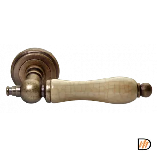 Ручка дверная MART MH-42-CLASSIC OMB/CH раздельная на круглой розетке цвет старая матовая бронза/шампань, ЦАМ