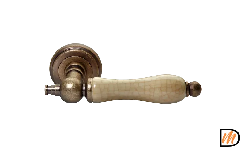 Ручка дверная MART MH-42-CLASSIC OMB/CH раздельная на круглой розетке цвет старая матовая бронза/шампань, ЦАМ