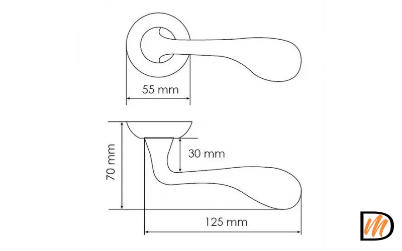 Ручка дверная DUCALE MH-24 COF раздельная на круглой розетке, цвет кофе, ЦАМ