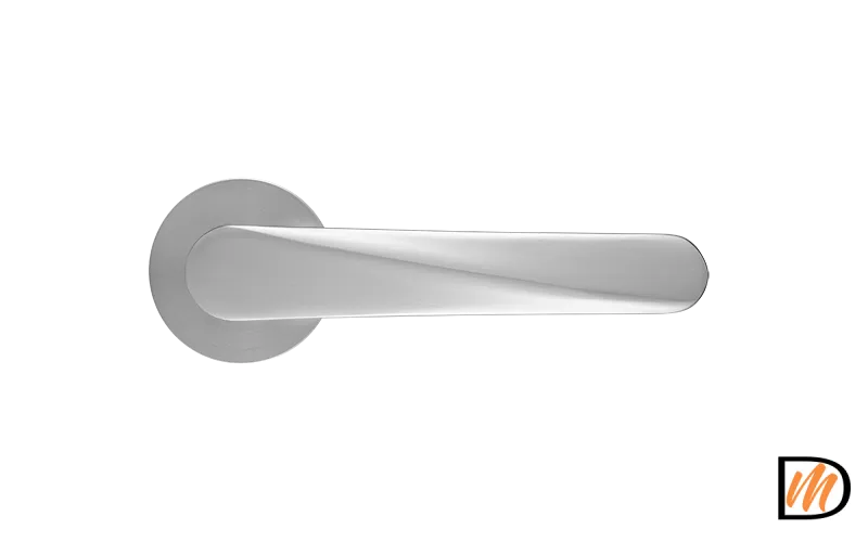 Ручка дверная CAYAN MH-58-R6 MSC раздельная на круглой розетке 6 мм, цвет-мат. сатин.хром, ЦАМ Light