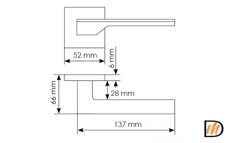 Ручка дверная PIERRES MH-49-S6 W раздельная на квадратной розетке, цвет белый, ЦАМ Light