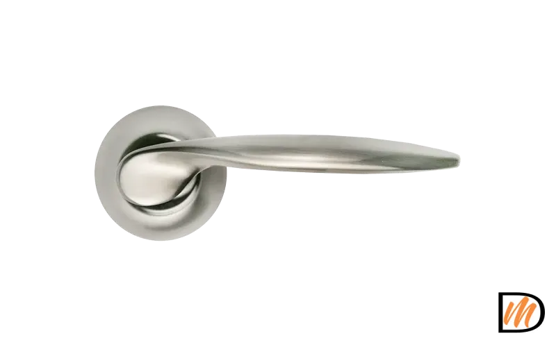 Ручка дверная ПОРТАЛ MH-07 SN раздельная на круглой розетке, цвет белый никель, ЦАМ