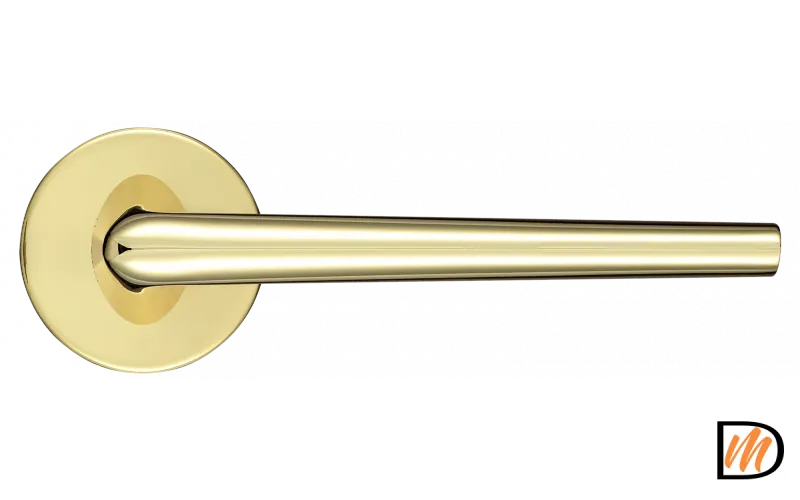 Ручка дверная THE FORCE R5 OTL раздельная на круглом основании, цвет золото, ЦАМ