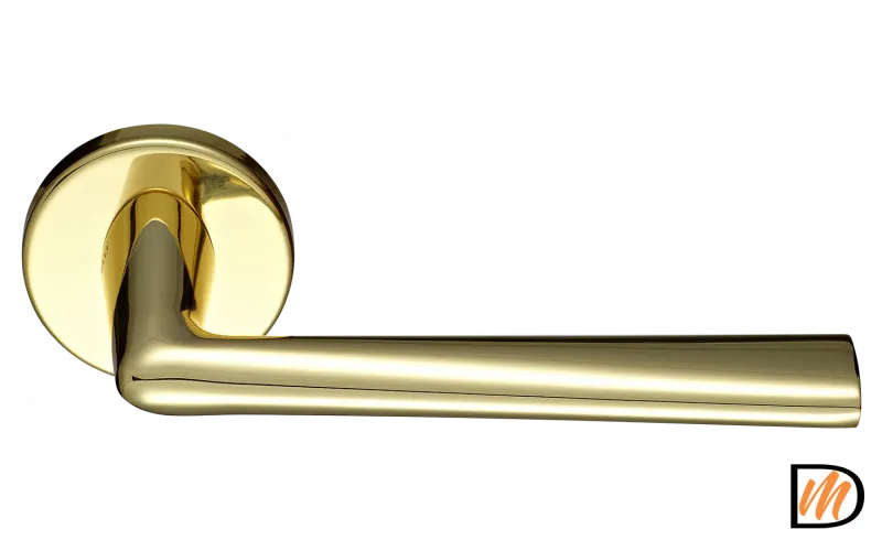 Ручка дверная THE FORCE R5 OTL раздельная на круглом основании, цвет золото, ЦАМ