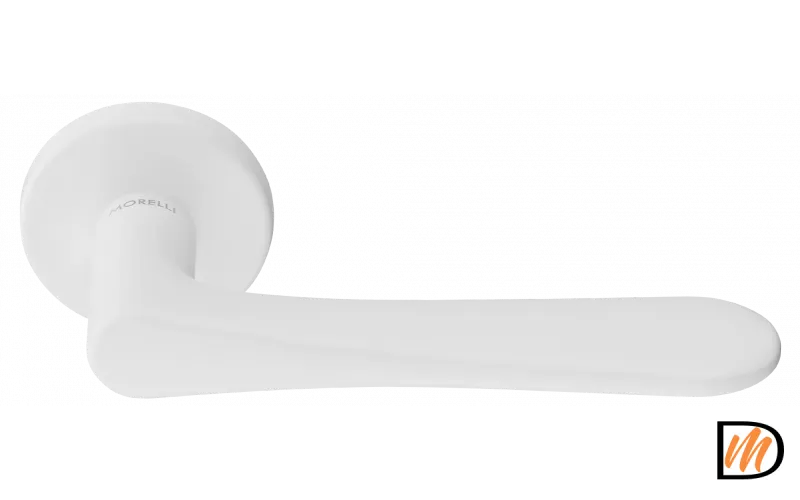 Ручка дверная AULA R5 BIA раздельная на круглом основании 7мм, цвет белый, ЦАМ