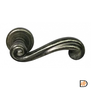 Ручка дверная PLAZA CC-1 FEA раздельная на круглой розетке, цвет состаренное серебро, латунь