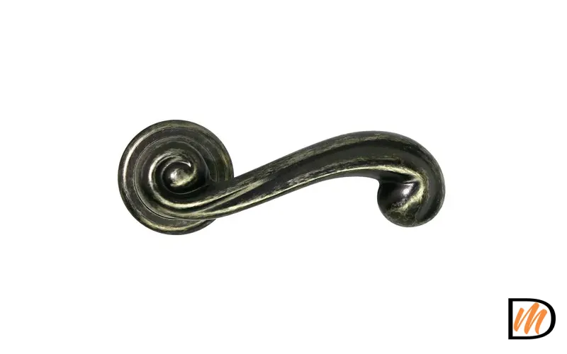 Ручка дверная PLAZA CC-1 FEA раздельная на круглой розетке, цвет состаренное серебро, латунь