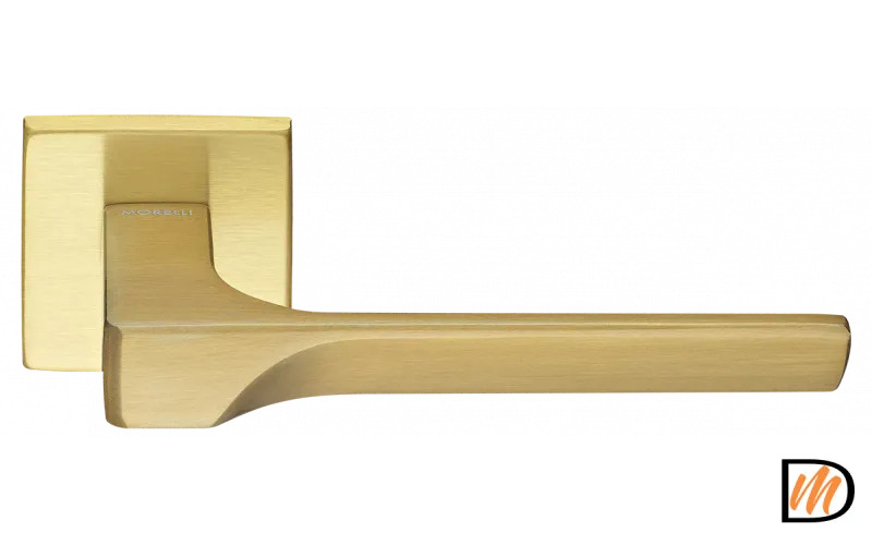 Ручка дверная раздельная FIORD S5 OSA на квадратной розетке из латуни, цвет матовое золото