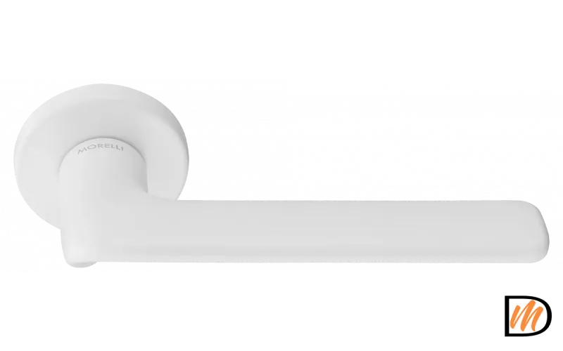 Ручка дверная TOMORROW R5 BIA раздельная на круглой розетке, цвет белый, ЦАМ