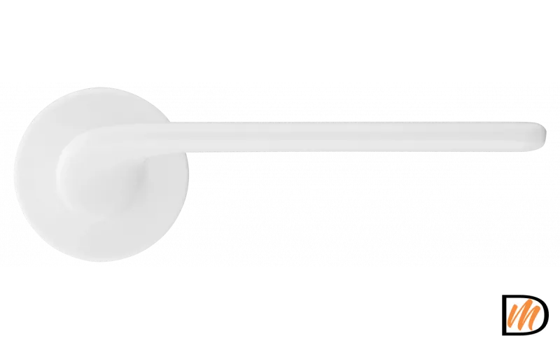 Ручка дверная TOMORROW R5 BIA раздельная на круглой розетке, цвет белый, ЦАМ