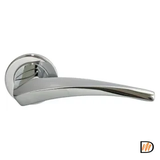 Ручка дверная WIND R1 CRO раздельная на круглой розетке, цвет хром, латунь